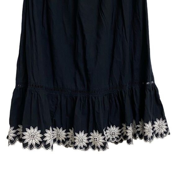 Charter Club Midi Black Skirt Size12P White Floral Embroidery Boho Hippie Emo - Picture 9 of 11